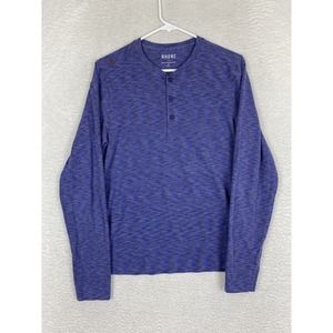 Mens RHONE Blue Performance Henley T-Shirt Long Sleeve Sz Small